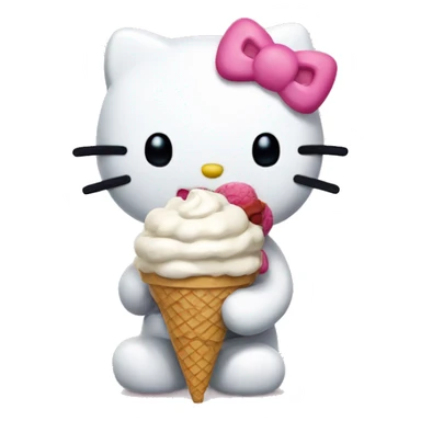 white hello kitty eating ice cream  sticker