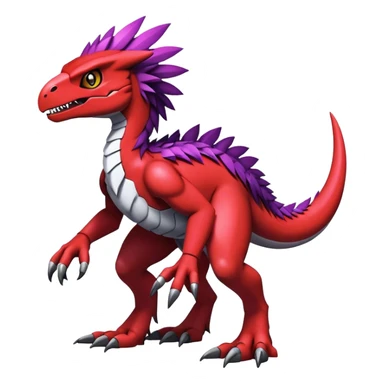 Dark Furry feather-mane Cool Edgy shiny Digimon-Fakemon-Guilmon-Velociraptor full body   sticker