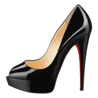 One WEDGE heel LOUBOUTIN black leather PATENT sticker