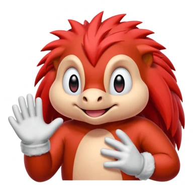 Sonic the hedgehogs friend knuckles a red animal with peach arms and white gloves he’s a echidna with red eyes sticker