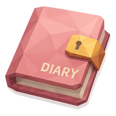 a pink diary, polygonal low-poly style sticker