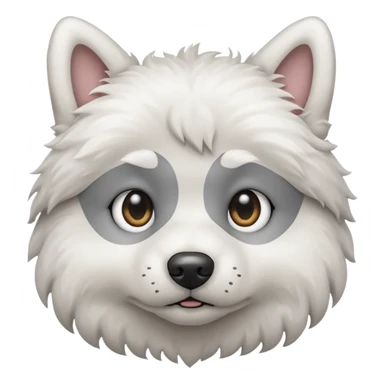 a white dog with a gray stain on one eye sticker