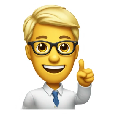 nerd emoji with finger pointing up sticker