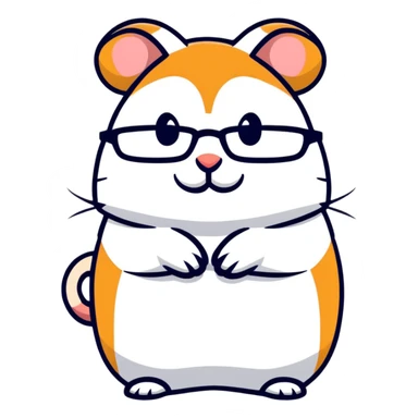 hamster dressed as a philosopher, with glasses and a thoughtful pose sticker