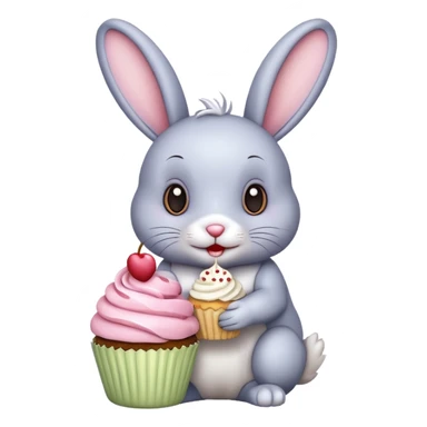 Rabbit with cupcake sticker