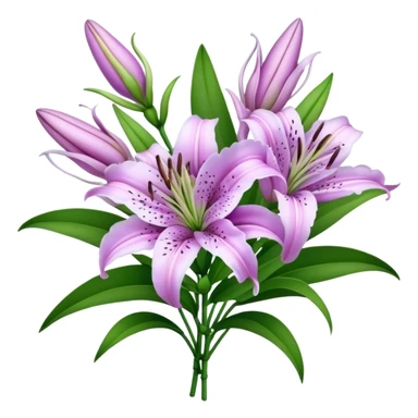 bouquet Lavender Oriental Lily, luxuriant, leaf, bud sticker