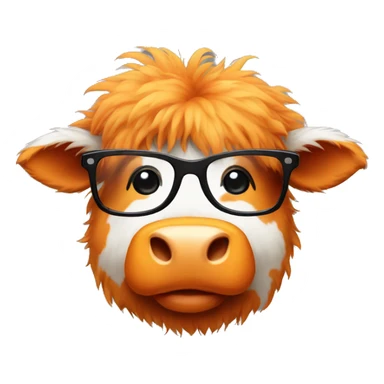 Fluffy orange cow with black glasses sticker