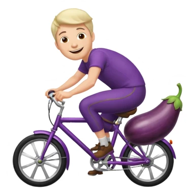 Guy riding a eggplant like a bike emoji sticker