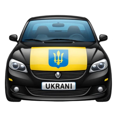 black car with a Ukraine flag sticker on the hood sticker