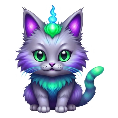 alien cat doing magic with glowing effects sticker