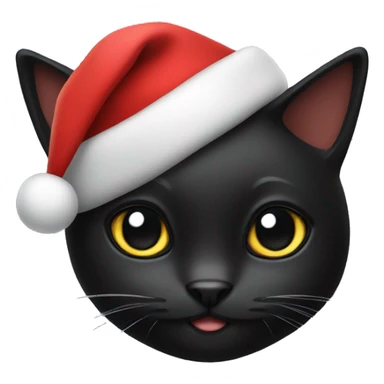 Black cat with Christmas hat  sticker