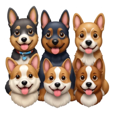 1 german shephard, 1 bulldog, 1 poodle, 1 husky, 1 dachshund sticker