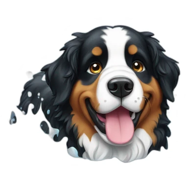 bernese mountaind dog is completly wet sticker