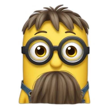 Minion agachado con gafas y pelo rubio sticker