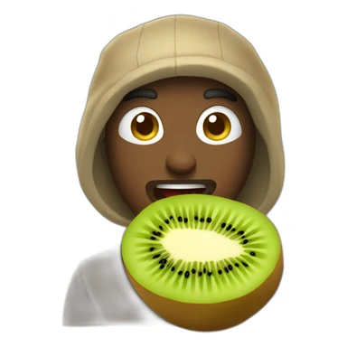 character enjoying a kiwi sticker