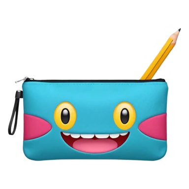 Pencil pouch with zipper mouth sticker