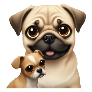 pug playing with chihuahua brown black color sticker
