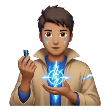 man summoning electric sticker