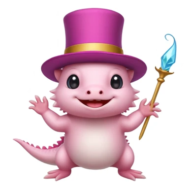 white axolotl with magician hat sticker