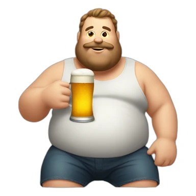 fat guy drinking beer 150 sticker