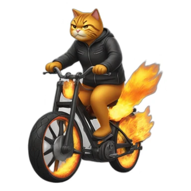 Fat-cat-riding-a-burning-bike sticker