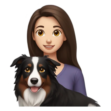 black border collie and woman with long brown hair sticker