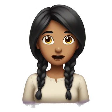 girl with black hair shocked sticker