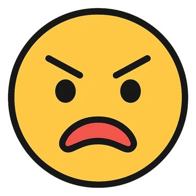 very bad face emoji, angry or sad, furrowed brows sticker