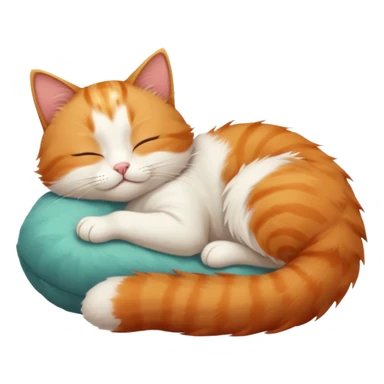 ginger and white small cat eyes closed lying down in weird position sticker