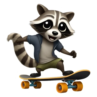 Raccoon on a skateboard  sticker
