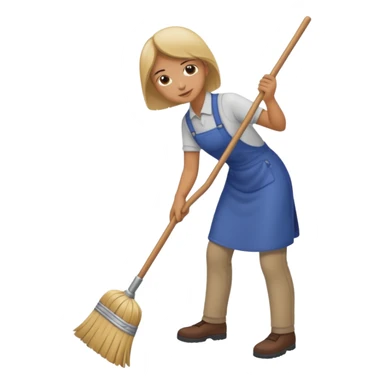 Person sweeping the floor with one broom sticker