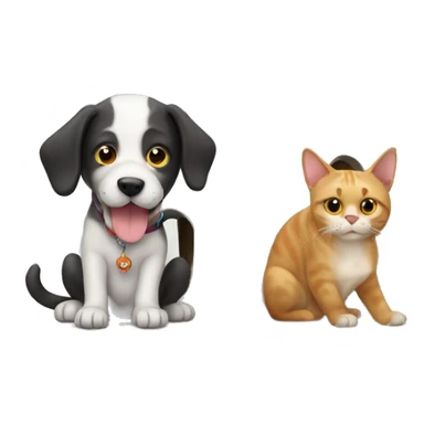 Dog and cat living in house sticker