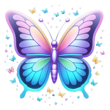 bts logo with butterflies on the logo and flying around it and light sparkles around it all sticker