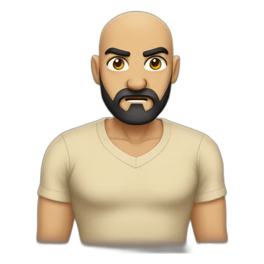 angry egyptian bald guy with black beard in beige t-shirt sticker