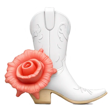 White cowgirl boot vase with coral sticking out of it sticker