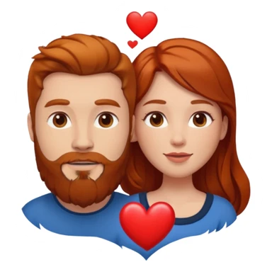 👩🏼‍❤️‍👨🏽 Something like this, but make the guy more lighter and give the girl a bit more red hair like ginger style make the guy have dark brown hair, same with the beard and add a heart in the middle above us sticker