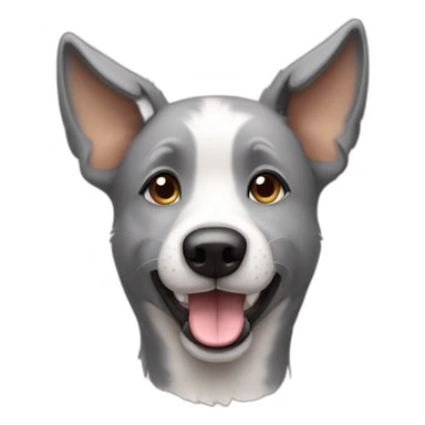 cute gray-white mongrel dog with ears up sticker