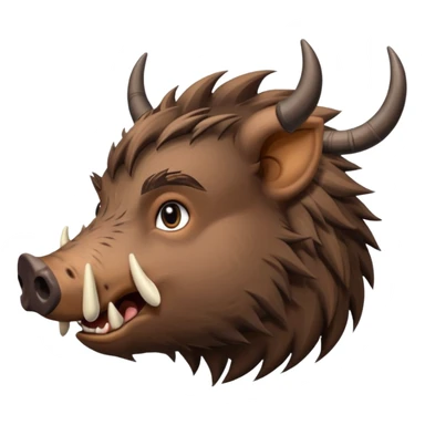 Wild boar face side view with extremely long tusks emoji realistic sticker