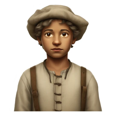19th century peasant boy without headdress photorealistic serious sticker