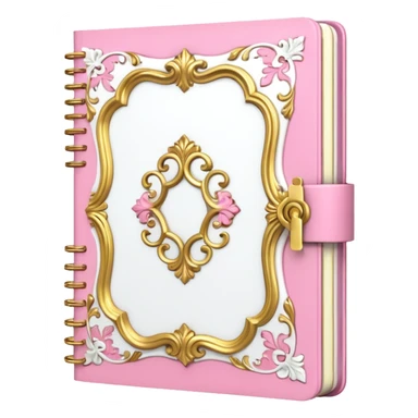 Notebook rococo style, gold and pink and white. angled view sticker