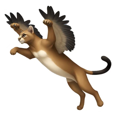 winged black puma flying sticker