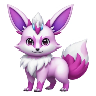 Hyper-realistic pastel wildlife Beautiful Real life wild feral Frosty Albino Shiny White with Violet and pink markings Eevee-Liepard-Zangoose-Pokémon-Digimon-Fakémon-fusion-hybrid-creature sticker