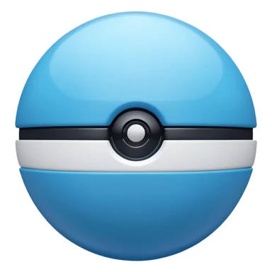 vibrant blue pokeball emoji with a black stripe and highlights, top half vibrant blue, bottom half white sticker