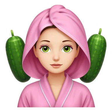 🧖‍♀️this with cucumber eyeys at a spa and a pink robe sticker