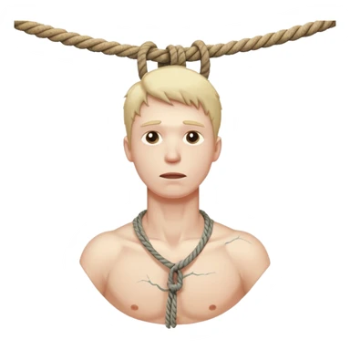 A man's neck hanging in a rope and suicide  sticker