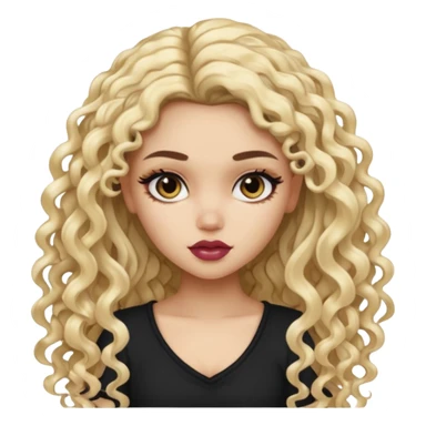 split dye leftside blonde rightside black long curly hair, pretty pale Latina bratz baddie sticker