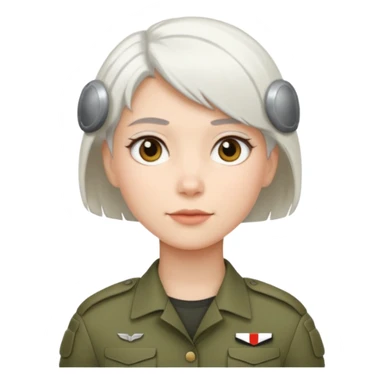 female soldier white hair style sticker