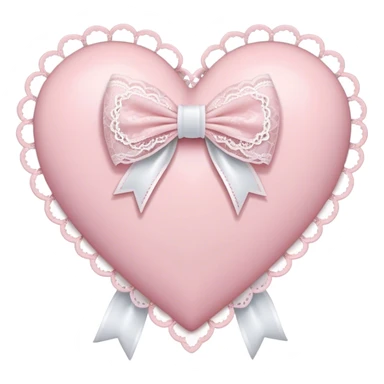 rococo Pastel pink heart with white bow with lace and frills  sticker