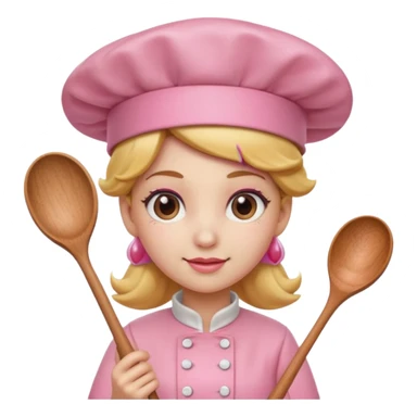 Pink chef hat princess peach with a hand and spoon sticker
