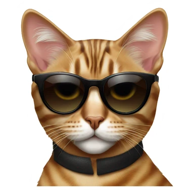 fluffy bengal cat wearing expensive black sunglasses at a fancy restaurant  sticker